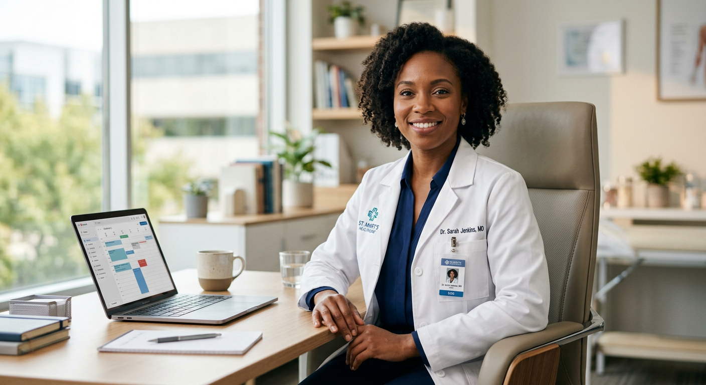Healthcare professional at desk